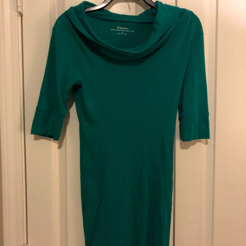 Green Cowl Neck Sweater- Medium